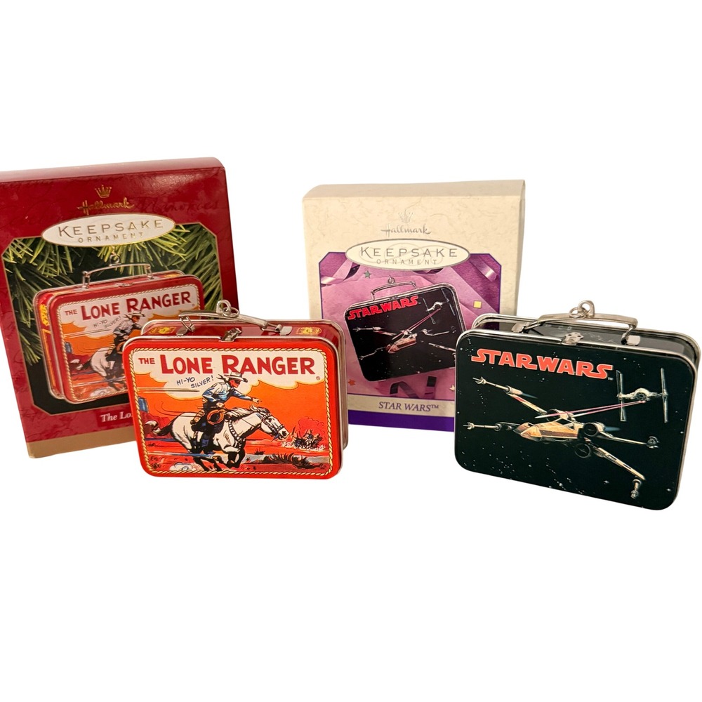 Hallmark Keepsake Ornaments Star Wars & Lone Ranger Miniature Tin Lunch Box Set